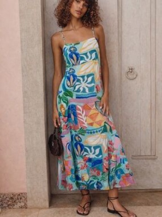 Paper Heart Dresses & Skirts - Paper Heart Anthropologie Multicolor Tropical Maxi Dress with Spaghetti Straps L